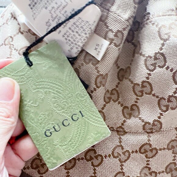 New Gucci Reversible GG Supreme Horsebit Bucket Hat Beige Canvas/ Wool Size XS - Picture 12 of 12